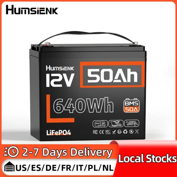 Humsienk 12V 50Ah LiFePO4 aku