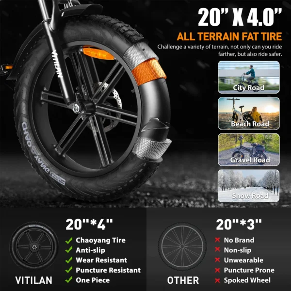 VITILAN V3 1200W 48V 13Ah 45km/h 60km 20" elektriline maastikuratas - Image 4