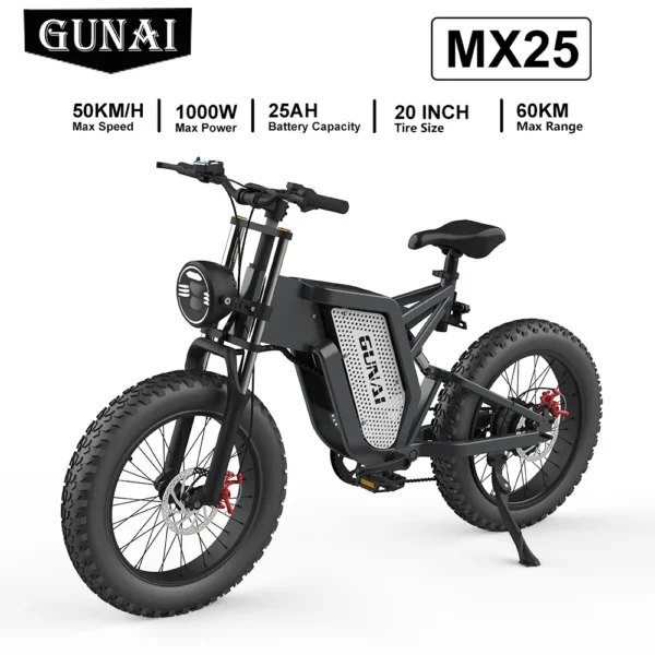 GUNAI MX25 1000W 48V 25Ah 50km/h 50-60km 20" elektriline maastikuratas