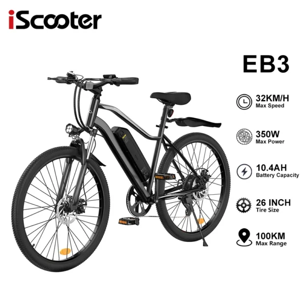 iScooter EB3 350W 36V 10.4Ah 32km/h 75-100km 26" elektriline jalgratas