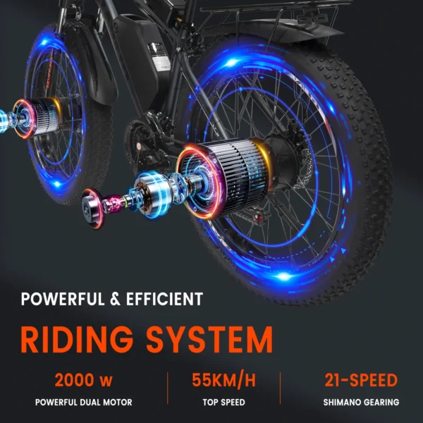 GUNAI GN88 2000W 48V 23Ah 55KM/H 60-70km 26" elektriline maastikuratas - Image 2
