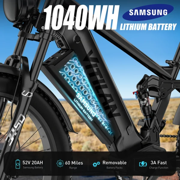 VITILAN T7Pro 1600W 52V 20Ah 56km/h 80km 26" elektriline maastikuratas - Image 2