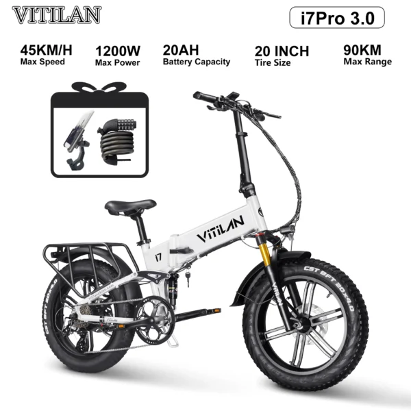 vitilan i7Pro 3.0 1200W 48V 20Ah 45km/h 90km 20" elektriline maastikuratas