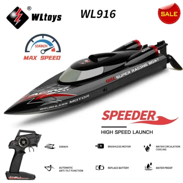 WLtoys WL916 55KM/H brushless RC kiiruspaat laste mänguasi