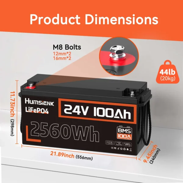 Humsienk 24V 2560Wh 100Ah 44lbs elektriline maastikuratas - Image 3