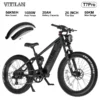 VITILAN T7Pro 1600W 52V 20Ah 56km/h 80km 26" elektriline maastikuratas