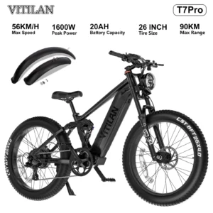 VITILAN T7Pro 1600W 52V 20Ah 56km/h 80km 26" elektriline maastikuratas
