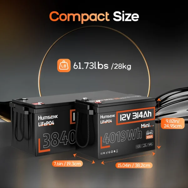 Humsienk 12V 314Ah 4019W 12.8V 314Ah - - - LiFePO4 aku - Image 3