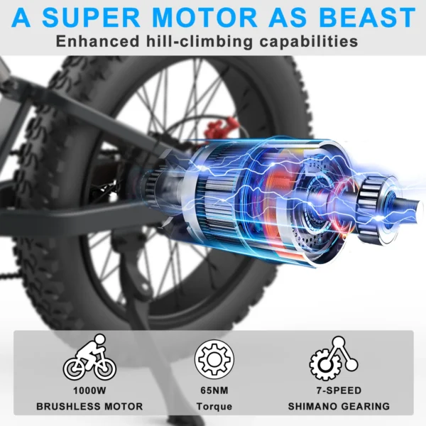 GUNAI MX25 1000W 48V 25Ah 50km/h 50-60km 20" elektriline maastikuratas - Image 4