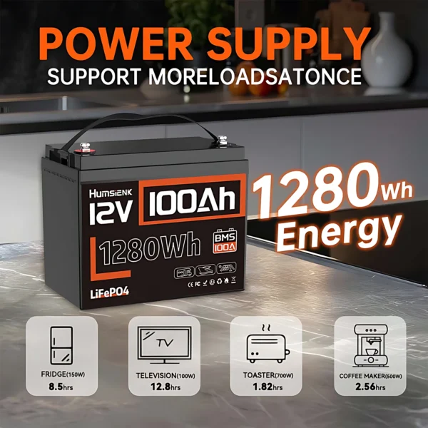Humsienk 12V 100Ah 100A BMS 1000W 12V 100Ah  0 km/h 0km 0" LiFePO4 aku - Image 6
