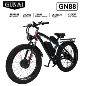 GUNAI GN88 2000W 48V 23Ah 55KM/H 60-70km 26" elektriline maastikuratas