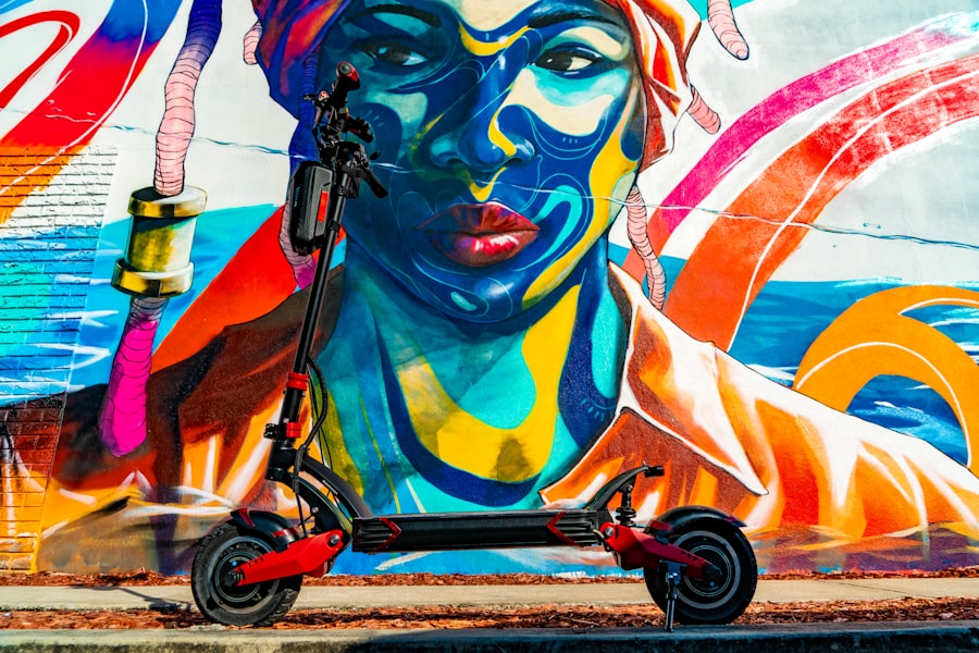 Electric scooter on road